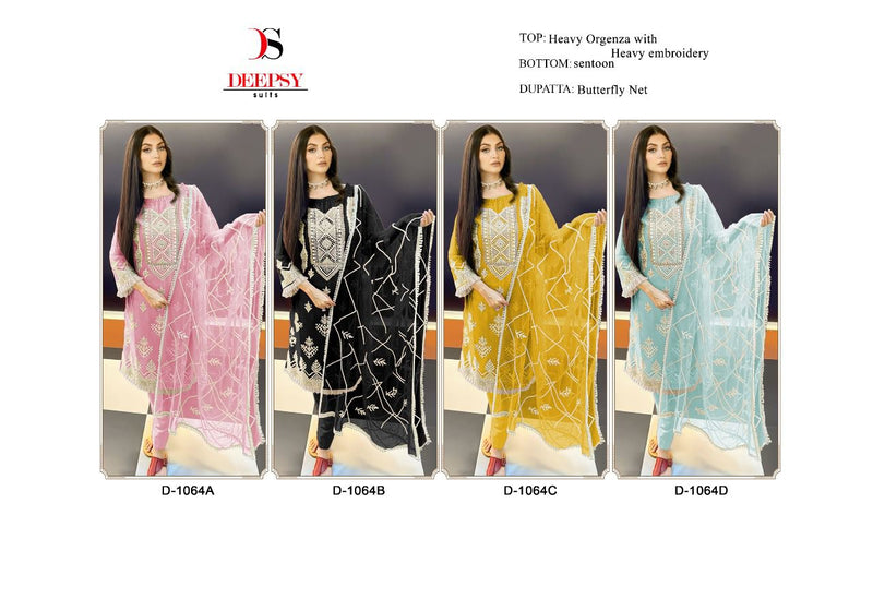 Deepsy Suit Dno 1064 A To D Organza With Beautiful Work Stylish Designer Pakistani Salwar Kameez