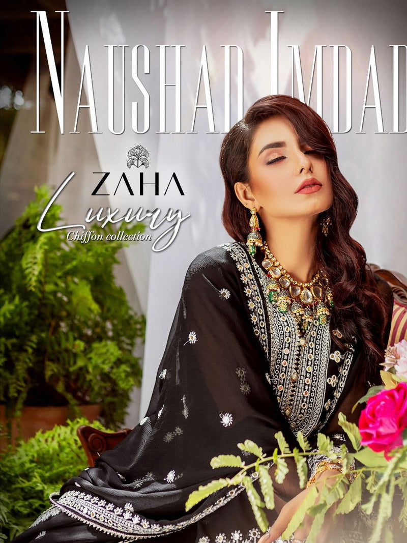 Zaha Naushad Imdad Georgette With Beautiful Heavy Embroidery Work Stylish Designer Party Wear Salwar Kameez