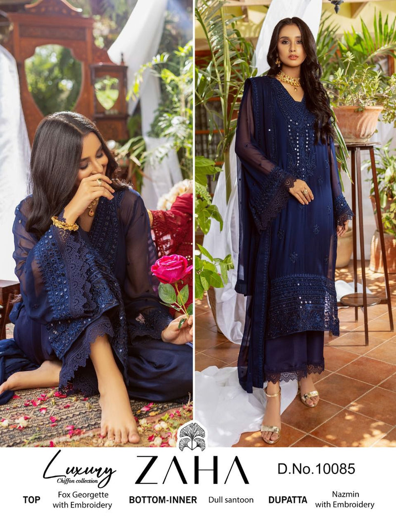 Zaha Naushad Imdad Georgette With Beautiful Heavy Embroidery Work Stylish Designer Party Wear Salwar Kameez