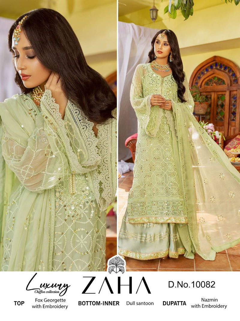 Zaha Naushad Imdad Georgette With Beautiful Heavy Embroidery Work Stylish Designer Party Wear Salwar Kameez