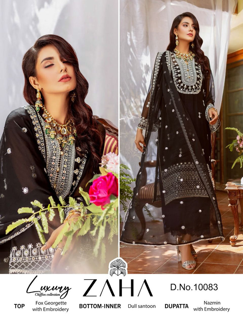 Zaha Naushad Imdad Georgette With Beautiful Heavy Embroidery Work Stylish Designer Party Wear Salwar Kameez
