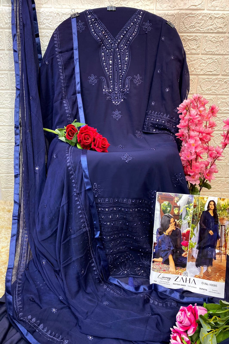 Zaha Naushad Imdad Georgette With Beautiful Heavy Embroidery Work Stylish Designer Party Wear Salwar Kameez