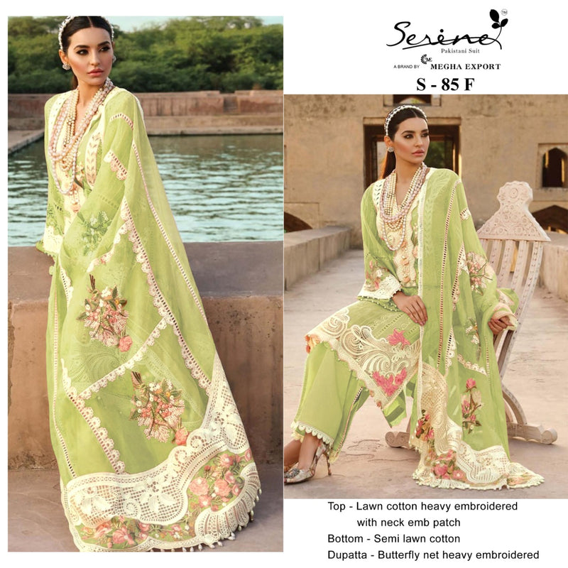Serine Dno S 85 E To H Lawn Cotton With Heavy Embroidery Work Stylish Designer Pakistan Salwar Kameezi