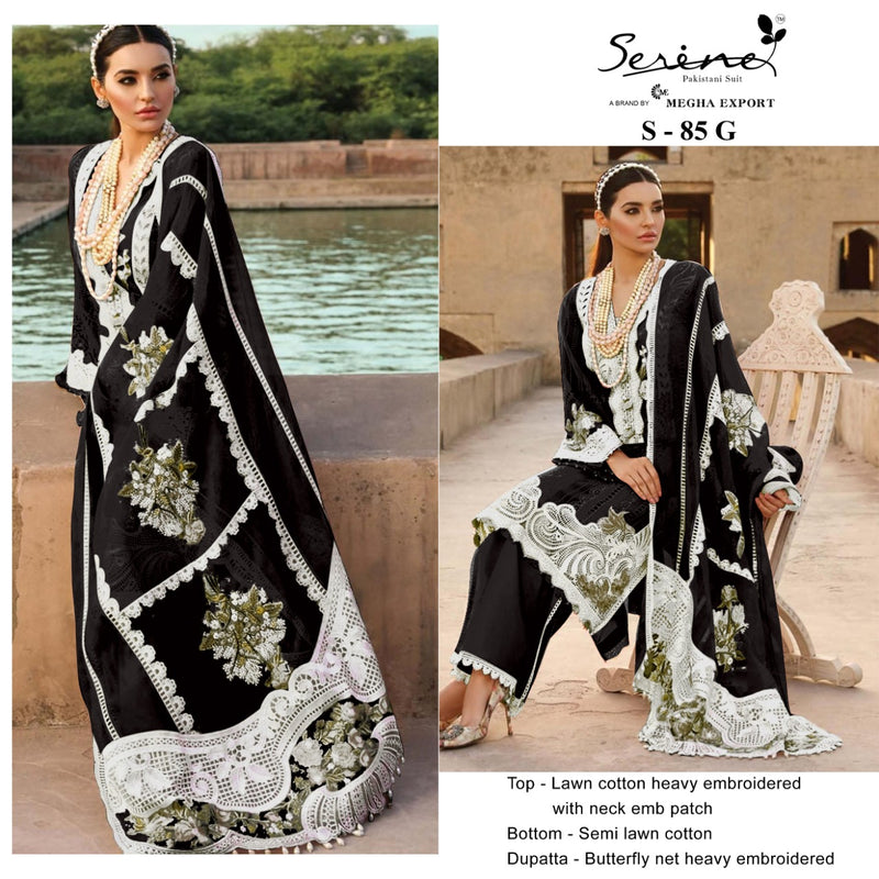 Serine Dno S 85 E To H Lawn Cotton With Heavy Embroidery Work Stylish Designer Pakistan Salwar Kameezi