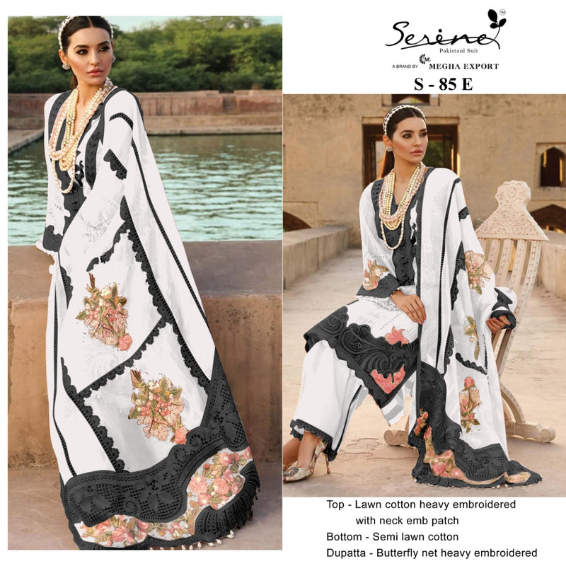 Serine Dno S 85 E To H Lawn Cotton With Heavy Embroidery Work Stylish Designer Pakistan Salwar Kameezi