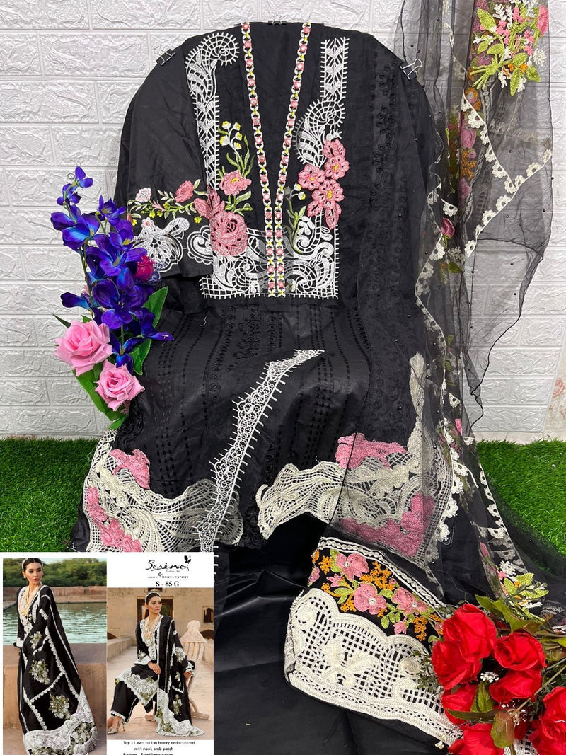 Serine Dno S 85 E To H Lawn Cotton With Heavy Embroidery Work Stylish Designer Pakistan Salwar Kameezi