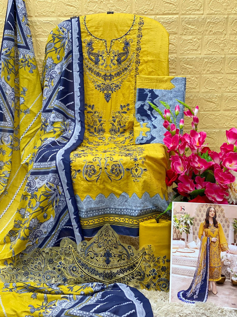 Deepsy Suit Cheveron lawn 3 Pure Cotton With Beautiful Work Stylish Designer Pakistani Salwar Kameez
