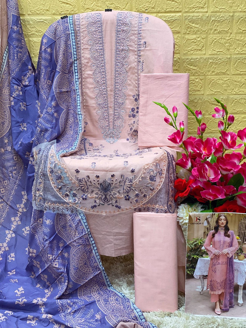 Deepsy Suit Cheveron lawn 3 Pure Cotton With Beautiful Work Stylish Designer Pakistani Salwar Kameez