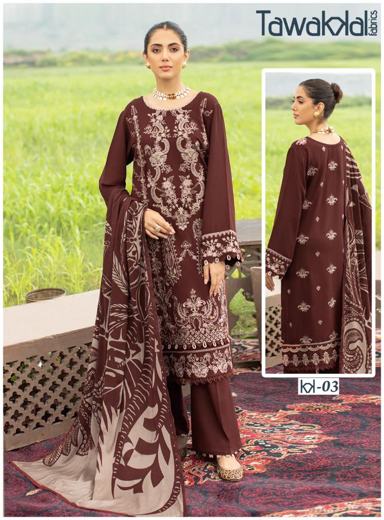 Tawakkal Fabrics Mehroz Pure Cotton With Beautiful Work Stylish Designer Casual Look Salwar Kameez