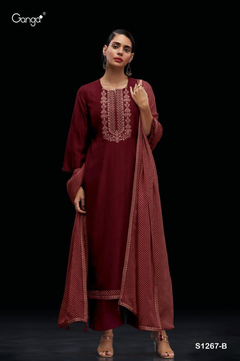 Ganga Dno 1267 Bemberg Reni Silk With BEautiful Work Stylish Designer Fancy Salwar Suit