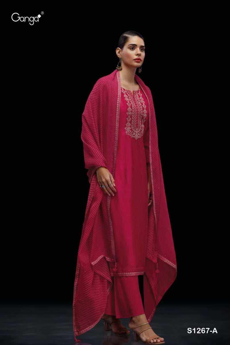 Ganga Dno 1267 Bemberg Reni Silk With BEautiful Work Stylish Designer Fancy Salwar Suit