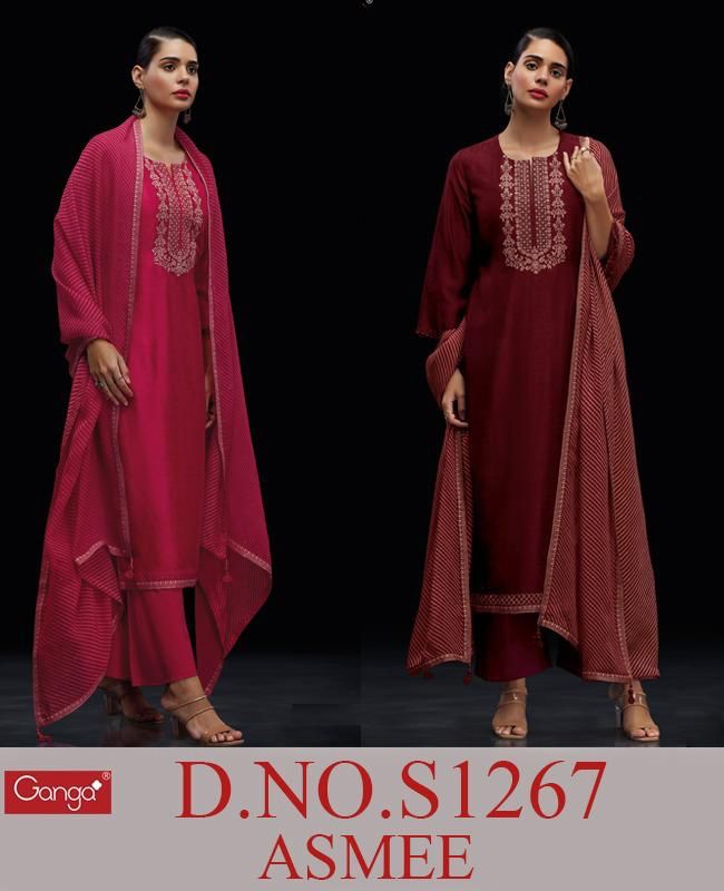 Ganga Dno 1267 Bemberg Reni Silk With BEautiful Work Stylish Designer Fancy Salwar Suit