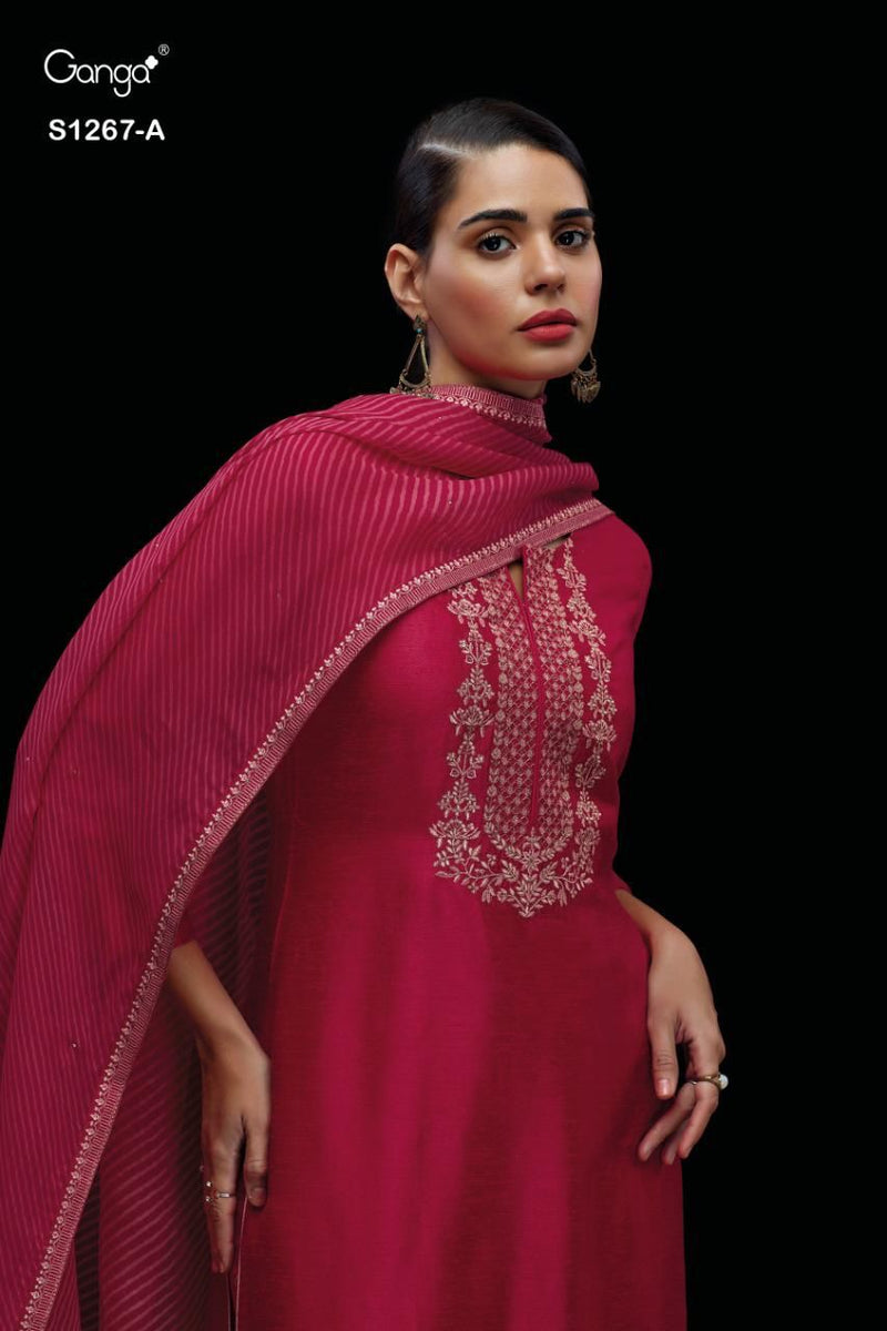 Ganga Dno 1267 Bemberg Reni Silk With BEautiful Work Stylish Designer Fancy Salwar Suit
