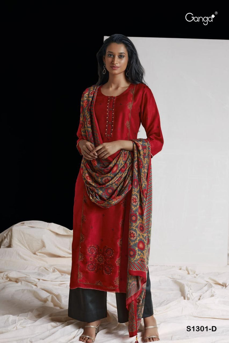 Ganga Dno Kashvi 1301 Russian Silk With Beautiful Work Stylish Designer Festive wear Fancy Salwar Suit