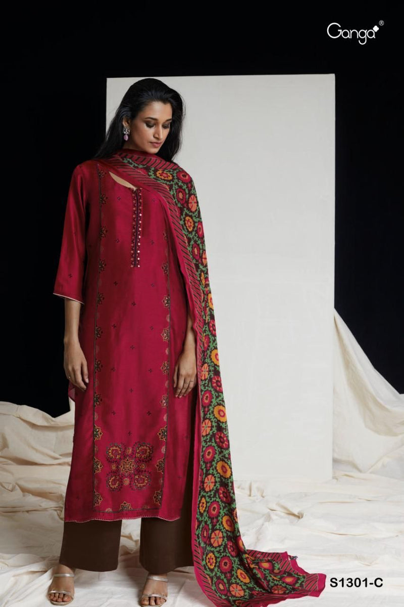 Ganga Dno Kashvi 1301 Russian Silk With Beautiful Work Stylish Designer Festive wear Fancy Salwar Suit
