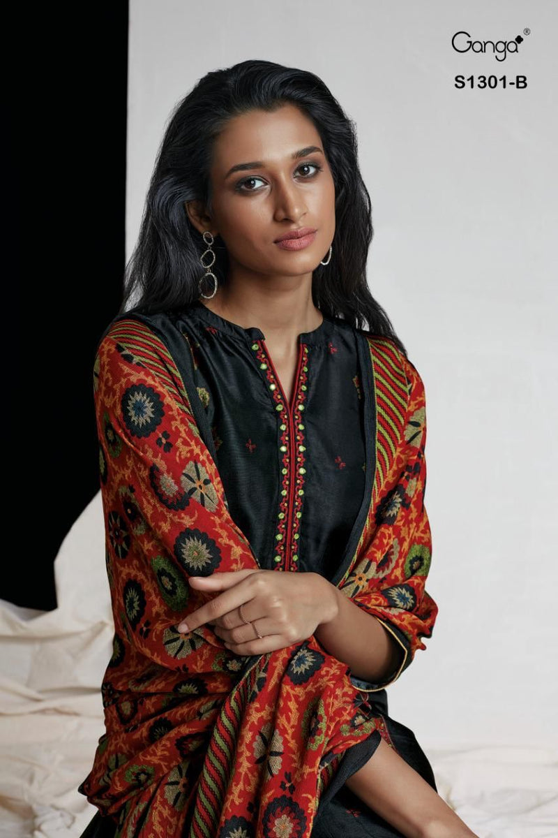 Ganga Dno Kashvi 1301 Russian Silk With Beautiful Work Stylish Designer Festive wear Fancy Salwar Suit
