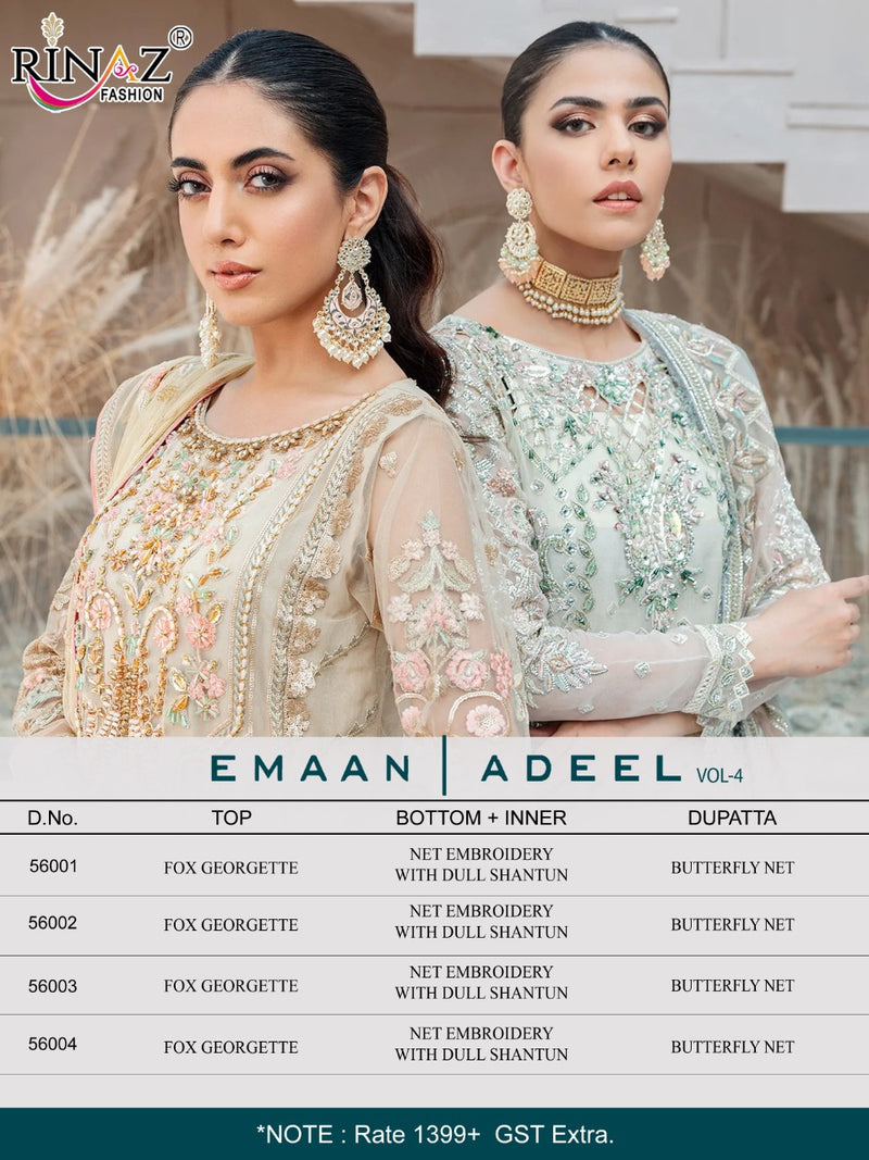 Rinaz Fashion Emaan Adeel Vol 04 Georgette With Heavy Embroidery Work Stylish Designer Party Wear Fancy Salwar Kameez