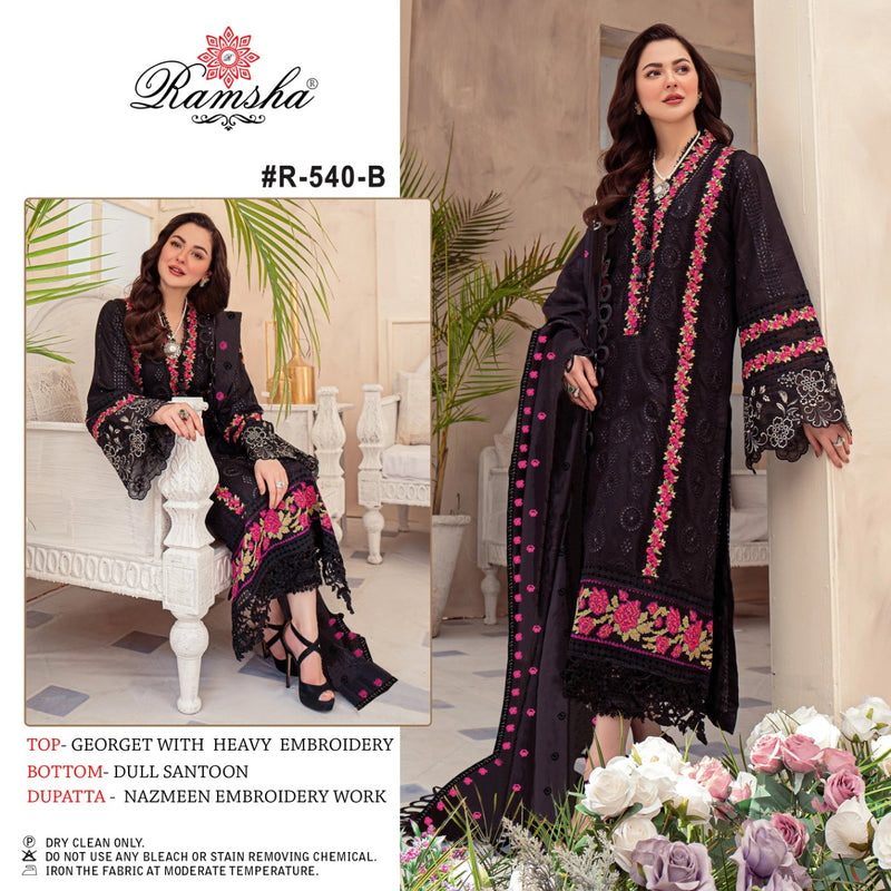 Ramsha Dno R 540 Georgette With Heavy Embroidery Work Stylish Designer Party Wear Salwar Kameez