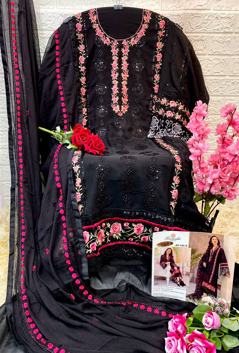 Ramsha Dno R 540 Georgette With Heavy Embroidery Work Stylish Designer Party Wear Salwar Kameez