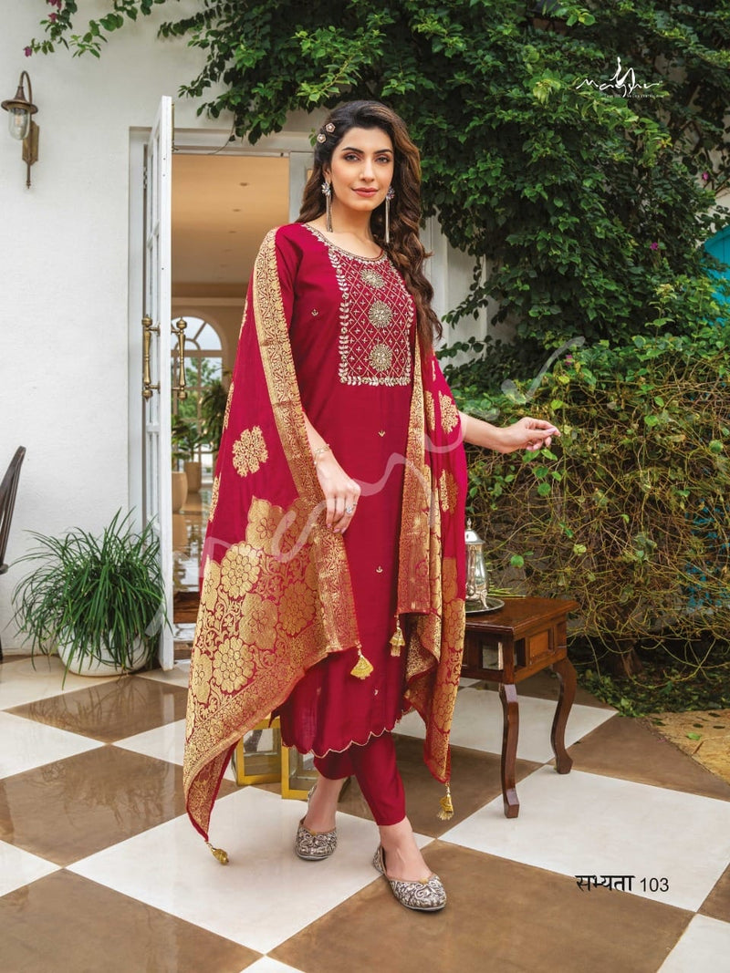 Sabyata Dno 04 Viscose Silk With Heavy Embroidery Work Stylish Designer Party Wear Fancy Kurti