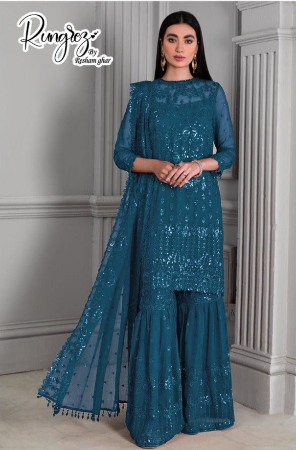 Rungrez Dno R 6 C Georgette With Heavy Embroidery Work Stylish Designer Party Wear Salwar Kameez