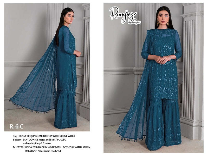 Rungrez Dno R 6 C Georgette With Heavy Embroidery Work Stylish Designer Party Wear Salwar Kameez