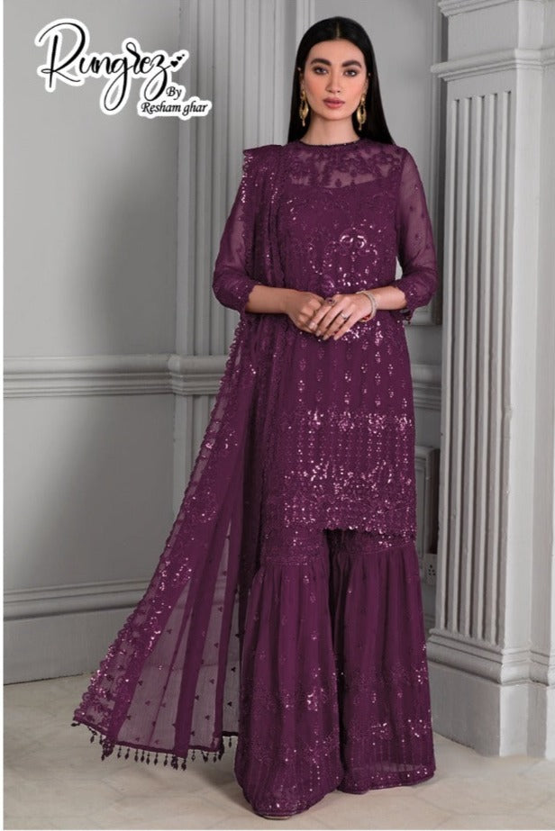 Rungrez Dno R 6 D Georgette With Heavy Embroidery Work Stylish Designer Party Wear Salwar Kameez