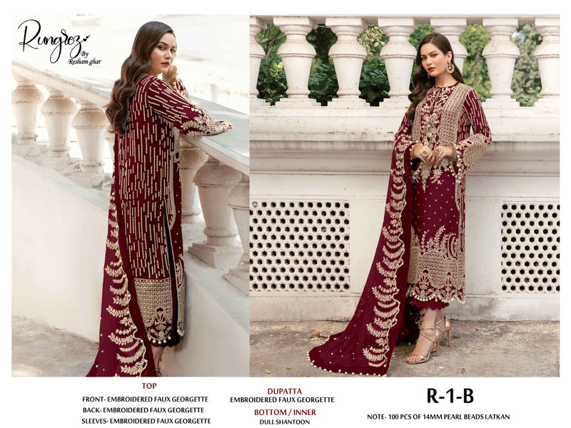 Rungrez Dno R 1 B Georgette With Heavy Embroidery Work Stylish Designer Wedding Look Wear Salwar Kameez