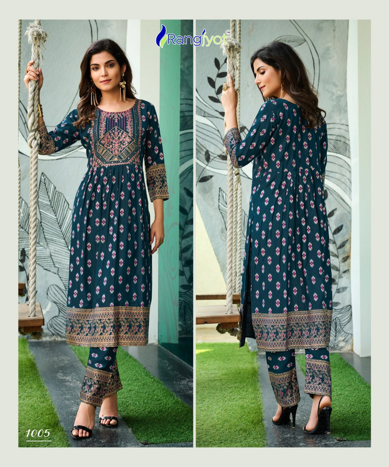 Rangjyot Saarvi Vol-1 Rayon With Foil Printed Work Stylish Designer Attractive Look Fancy Kurti