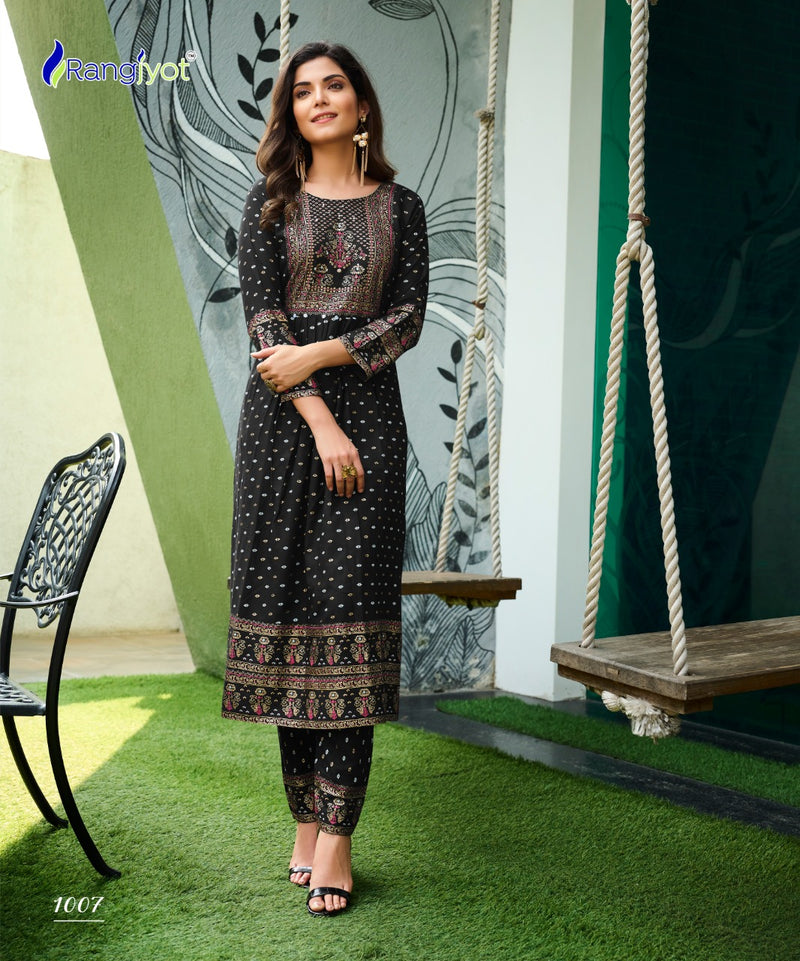 Rangjyot Saarvi Vol-1 Rayon With Foil Printed Work Stylish Designer Attractive Look Fancy Kurti