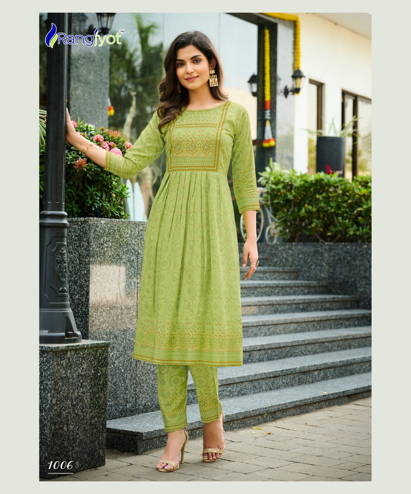 Rangjyot Saarvi Vol-1 Rayon With Foil Printed Work Stylish Designer Attractive Look Fancy Kurti