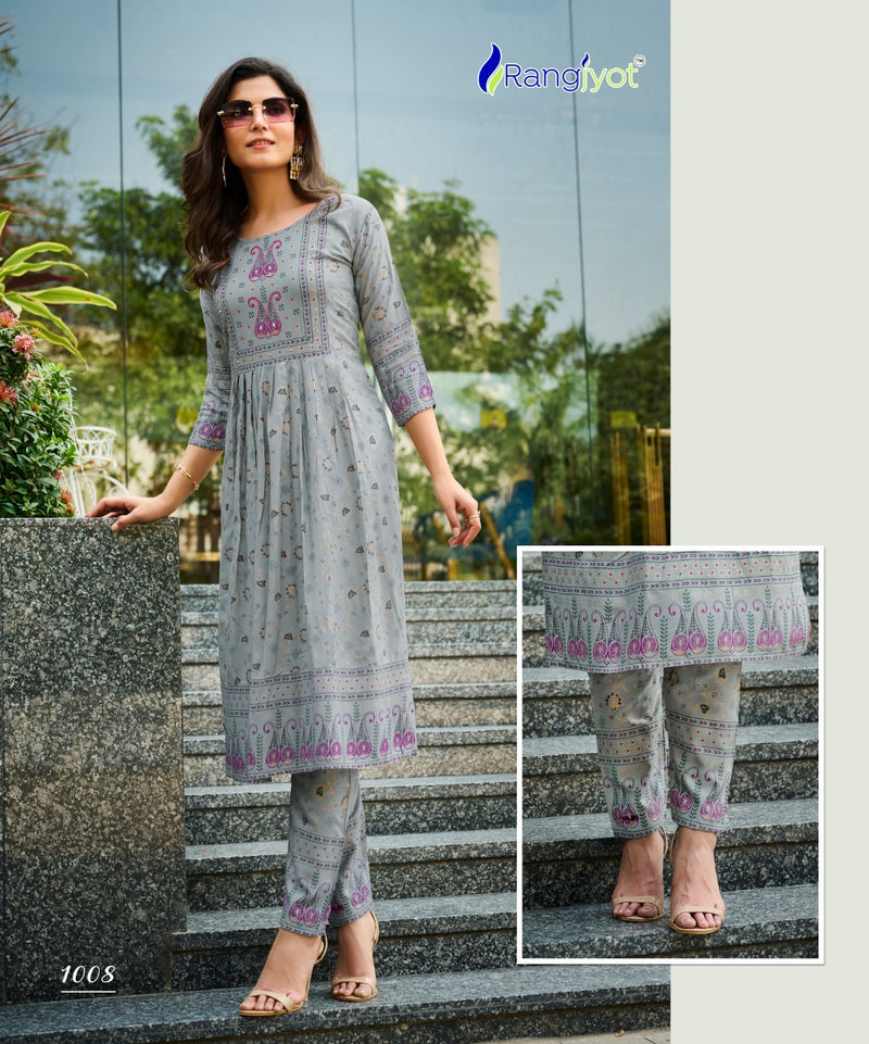 Rangjyot Saarvi Vol-1 Rayon With Foil Printed Work Stylish Designer Attractive Look Fancy Kurti