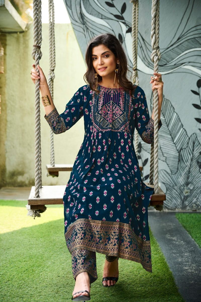 Rangjyot Saarvi Vol-1 Rayon With Foil Printed Work Stylish Designer Attractive Look Fancy Kurti