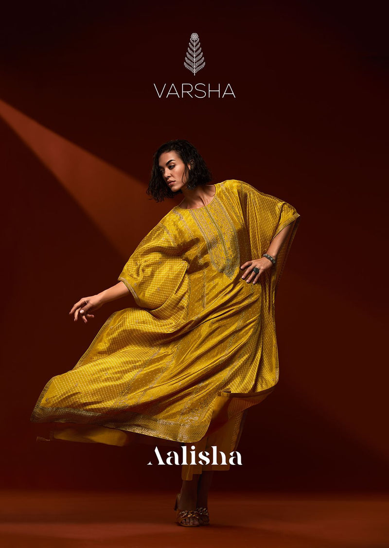Varsha  Aalisha Kaftan Silk With Beautiful Work Stylish Designer Party Wear Fancy Salwar Suit