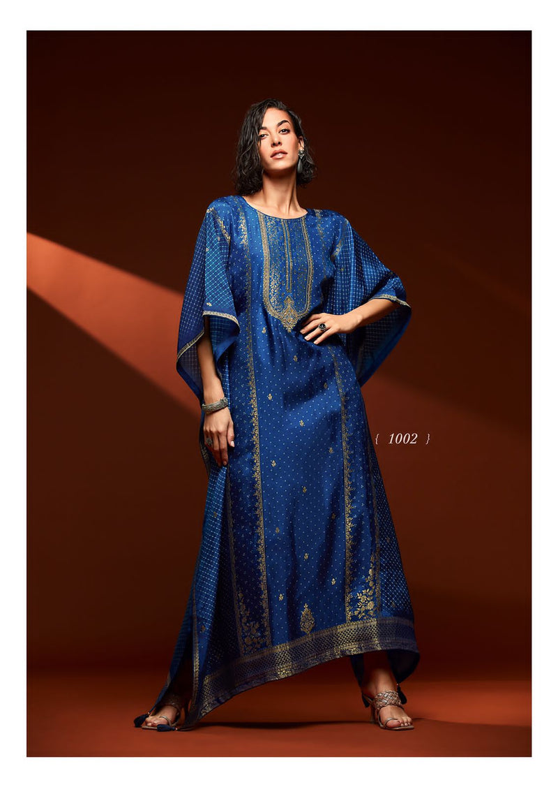 Varsha  Aalisha Kaftan Silk With Beautiful Work Stylish Designer Party Wear Fancy Salwar Suit