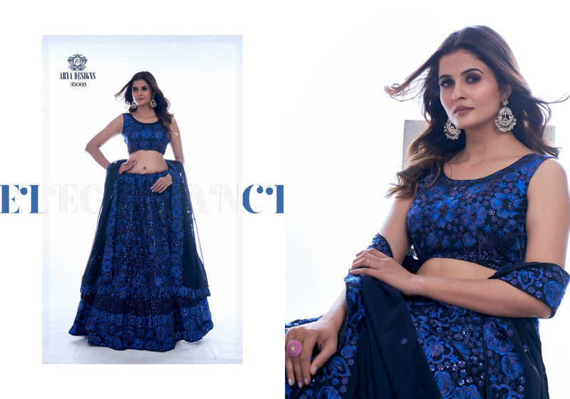 Arya Designer Mahira Vol 01 35003 Georgette With Heavy Beautiful Work Stylish Designer Wedding Look Lehenga
