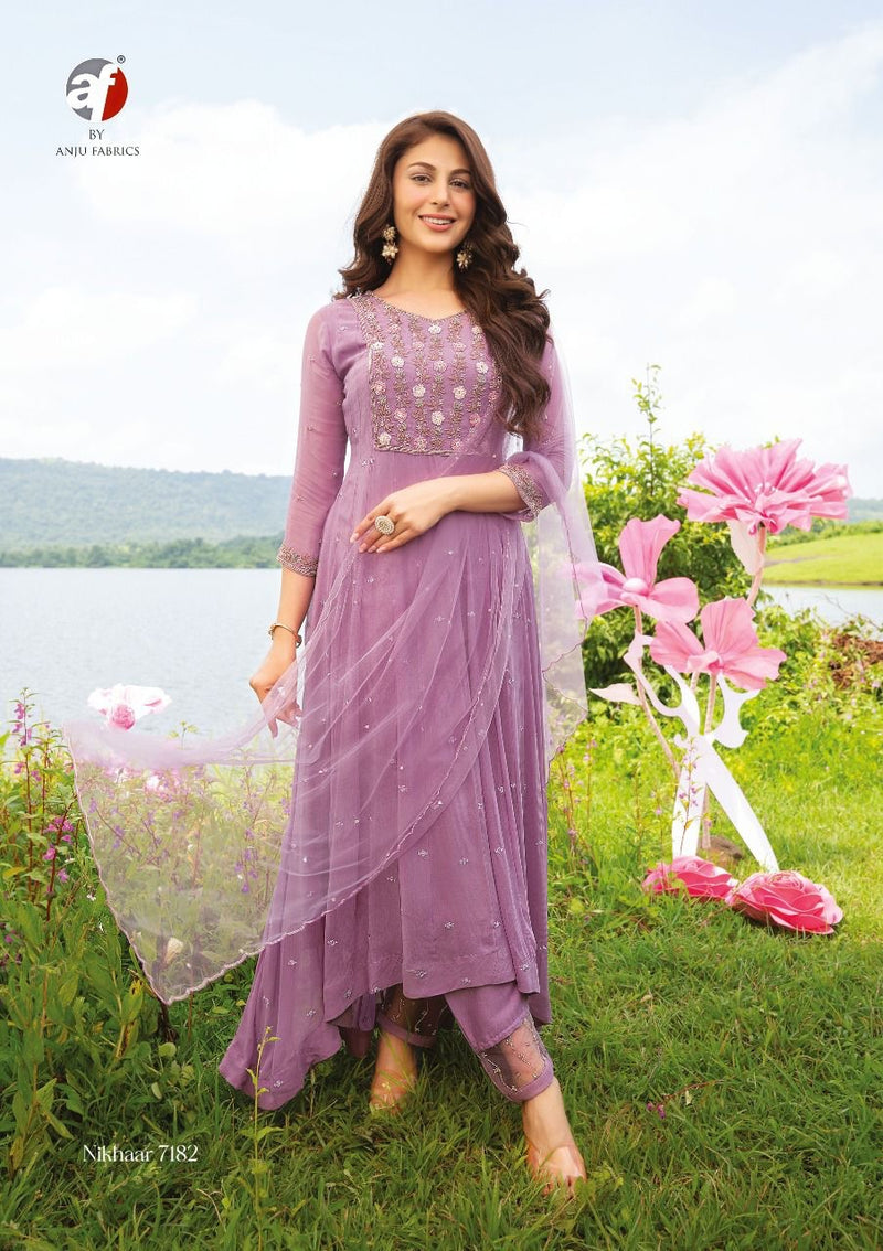 Anju Fabs Nikhaar Georgette With Beautiful Work Stylish Designer Attractive Look Fancy Kurti