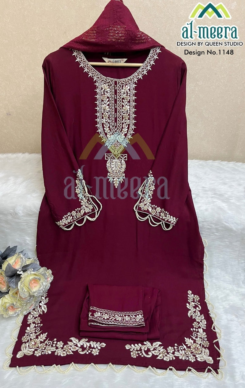 Al Meera Dno 1148 Rayon With Heavy Embroidery Work Stylish Designer Party Wear Pret Kurti