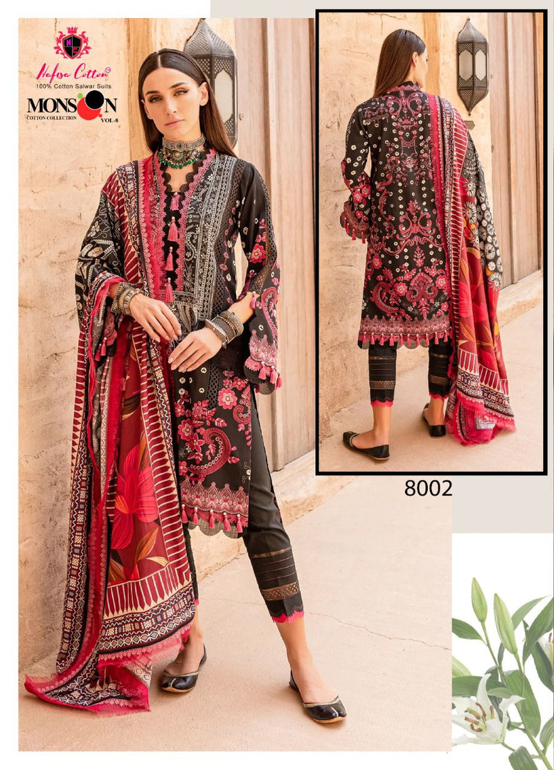 Nafisha Monsoon Collection Vol 07 Pure Cotton With Heavy Embroidery Work Stylish Designer Festive Wear Salwar Kameez