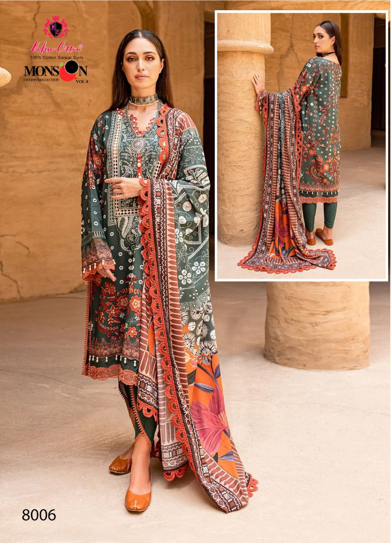 Nafisha Monsoon Collection Vol 07 Pure Cotton With Heavy Embroidery Work Stylish Designer Festive Wear Salwar Kameez