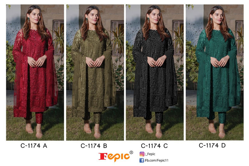Fepic Rosemeen C 1174 Georgette With Heavy Embroidery Work Stylish Designer Salwar Kameez