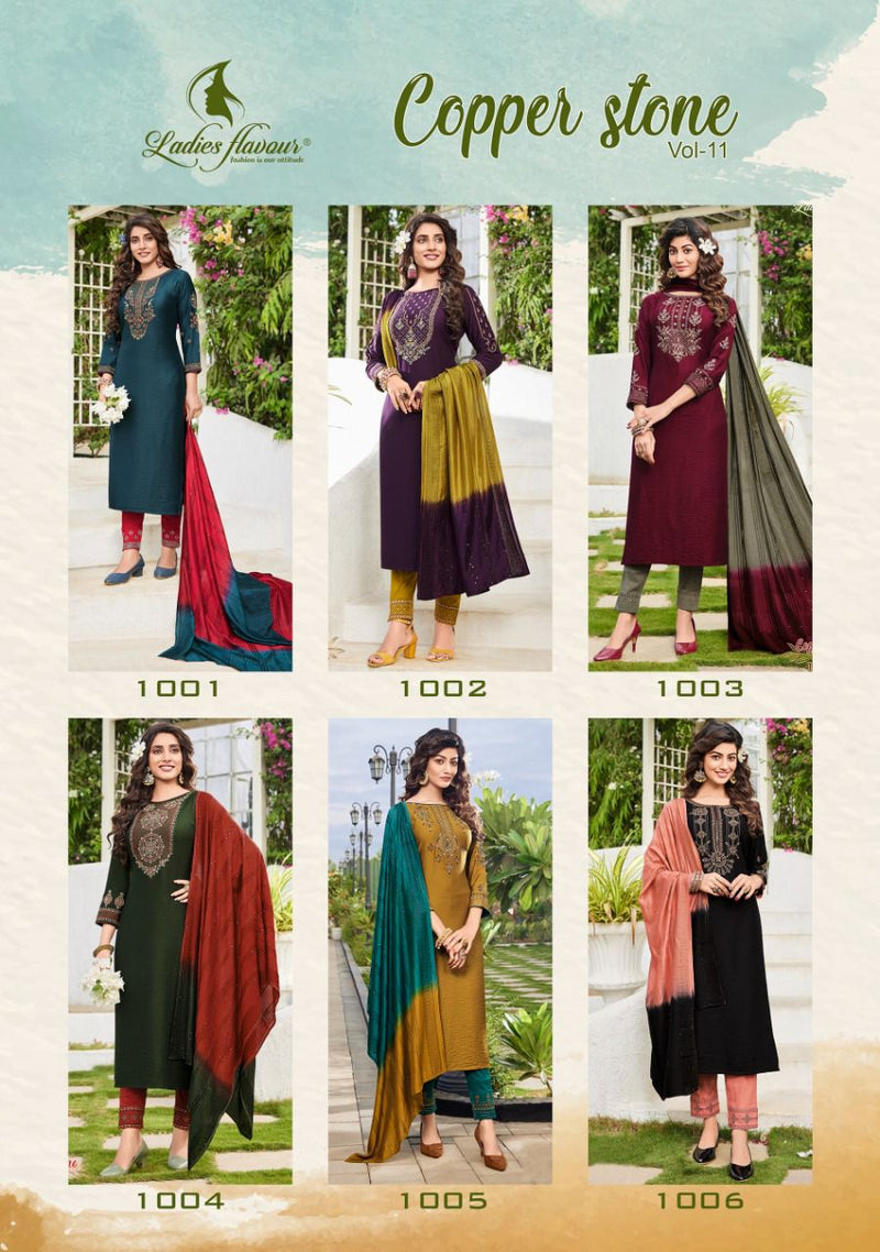 Ladies Flavour Copper Stone Vol 11 Viscose With Beautiful Work Stylish Designer Party Wear Fancy Kurti