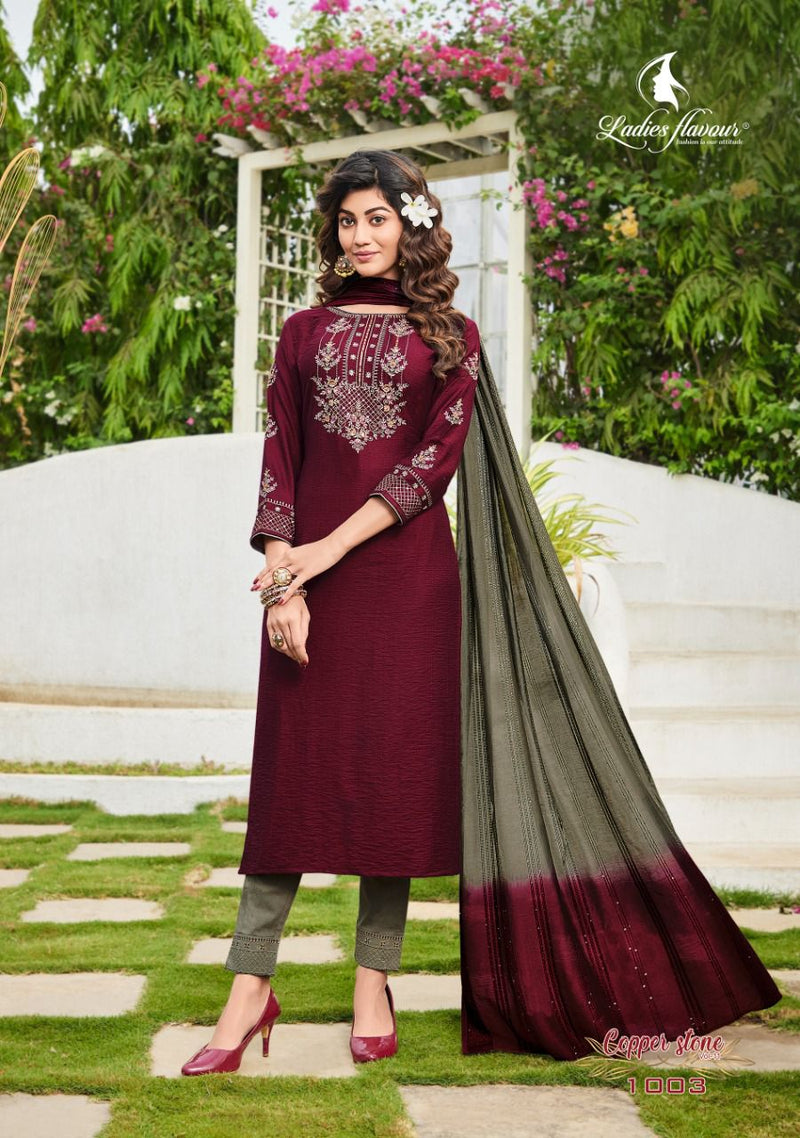 Ladies Flavour Copper Stone Vol 11 Viscose With Beautiful Work Stylish Designer Party Wear Fancy Kurti