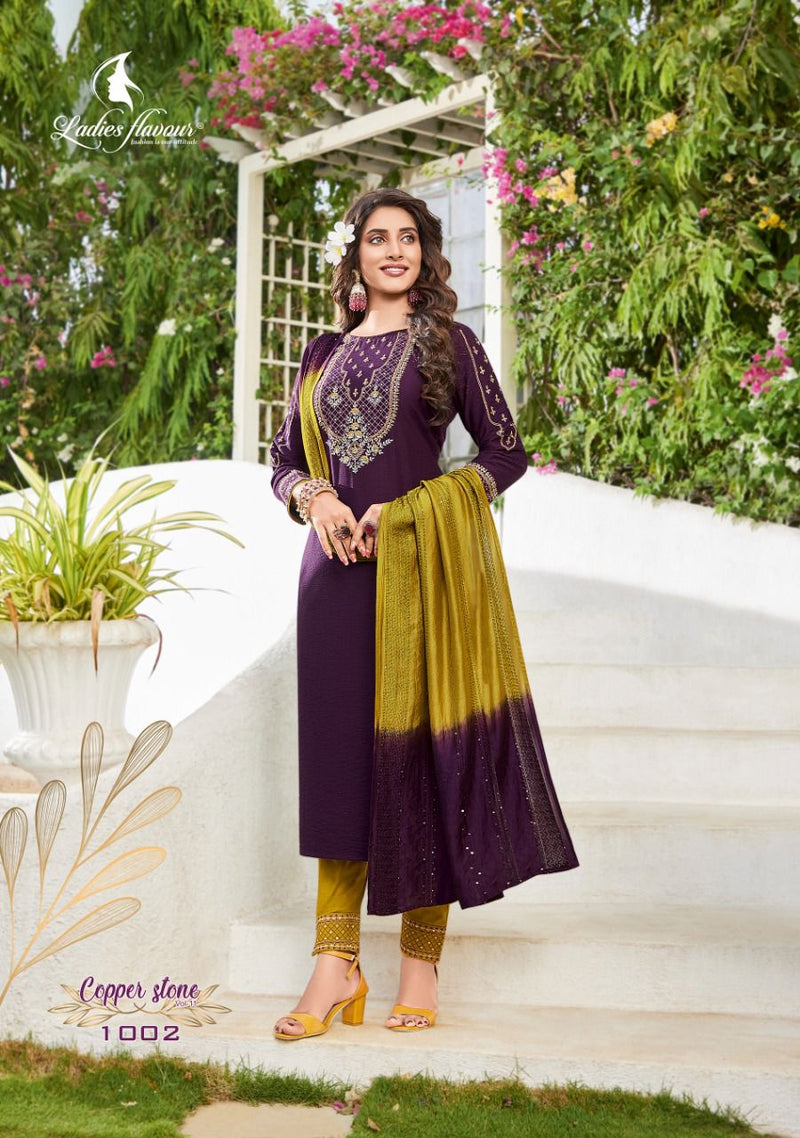 Ladies Flavour Copper Stone Vol 11 Viscose With Beautiful Work Stylish Designer Party Wear Fancy Kurti