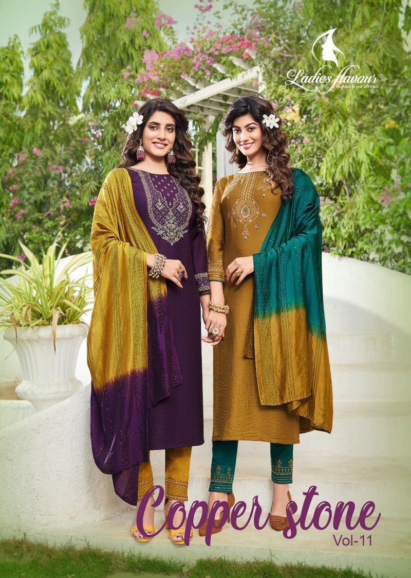Ladies Flavour Copper Stone Vol 11 Viscose With Beautiful Work Stylish Designer Party Wear Fancy Kurti
