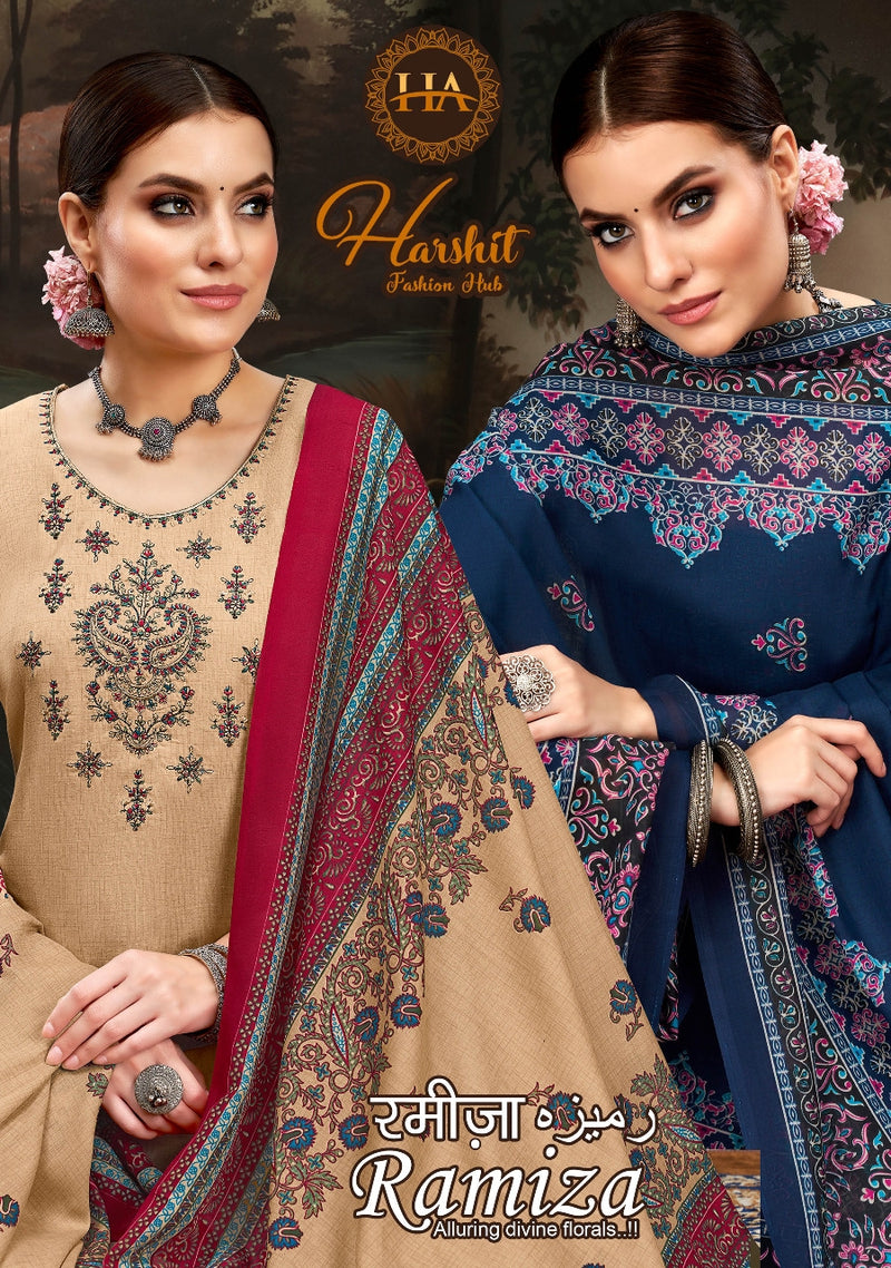 Harshit Fashion Ramiza Pure Cotton With Heavy Embroidery Work Stylish Designer Festive Wear Salwar Kameez