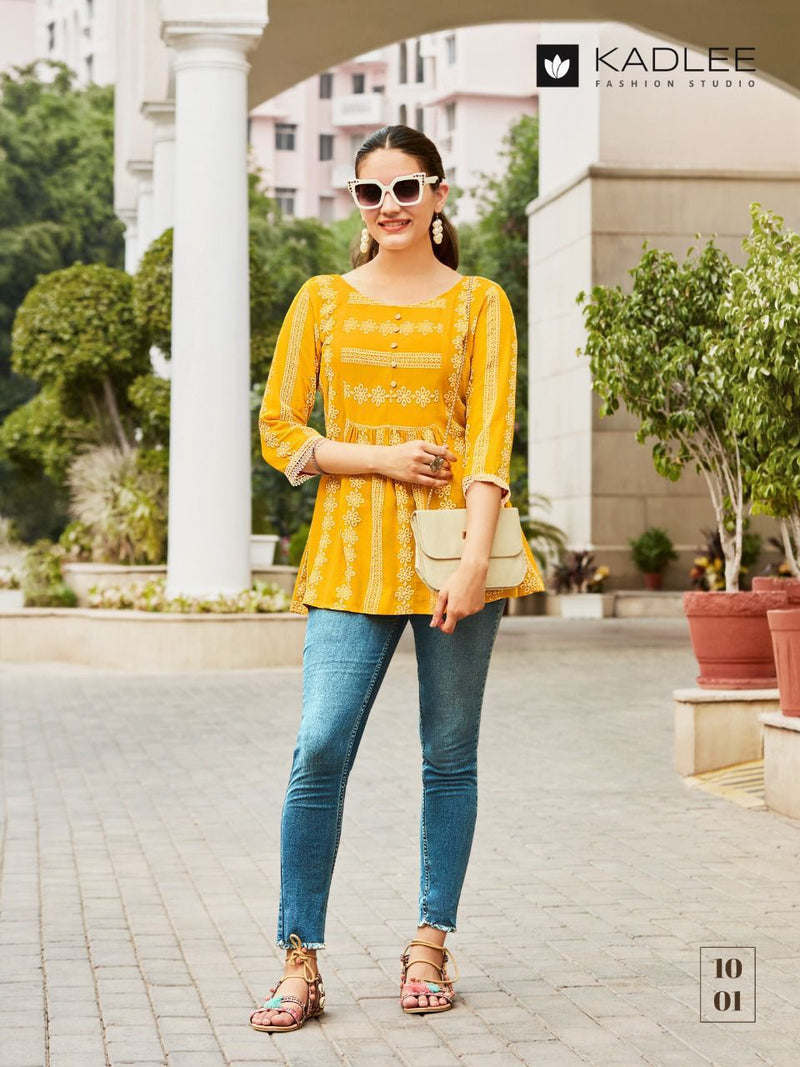 Kadlee Paris Rayon With Heavy Beautiful Work Stylish Designer Party Wear Fancy Shorts Kurti