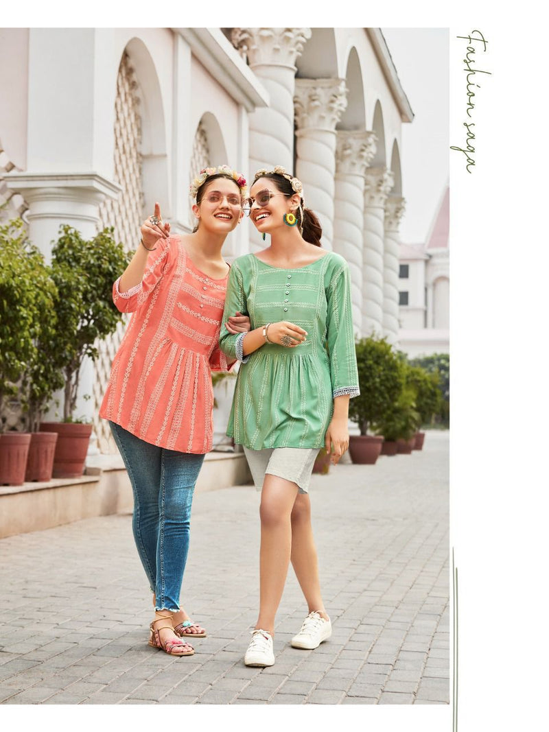 Kadlee Paris Rayon With Heavy Beautiful Work Stylish Designer Party Wear Fancy Shorts Kurti