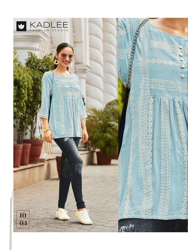 Kadlee Paris Rayon With Heavy Beautiful Work Stylish Designer Party Wear Fancy Shorts Kurti