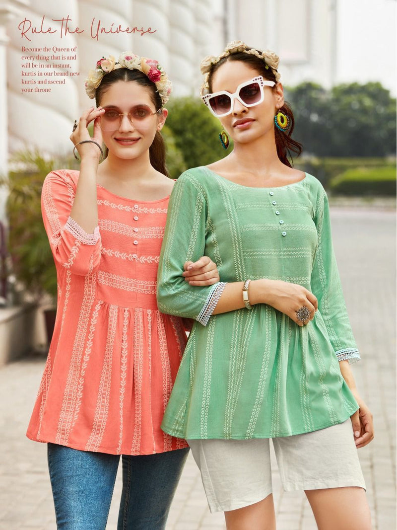 Kadlee Paris Rayon With Heavy Beautiful Work Stylish Designer Party Wear Fancy Shorts Kurti